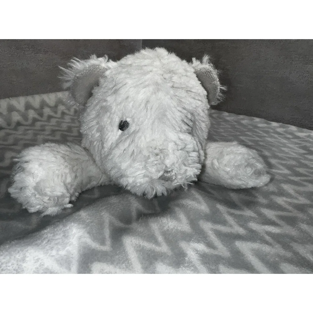 Blankets & Beyond White Bear Plush Baby Lovey Security Blanket Gray 14